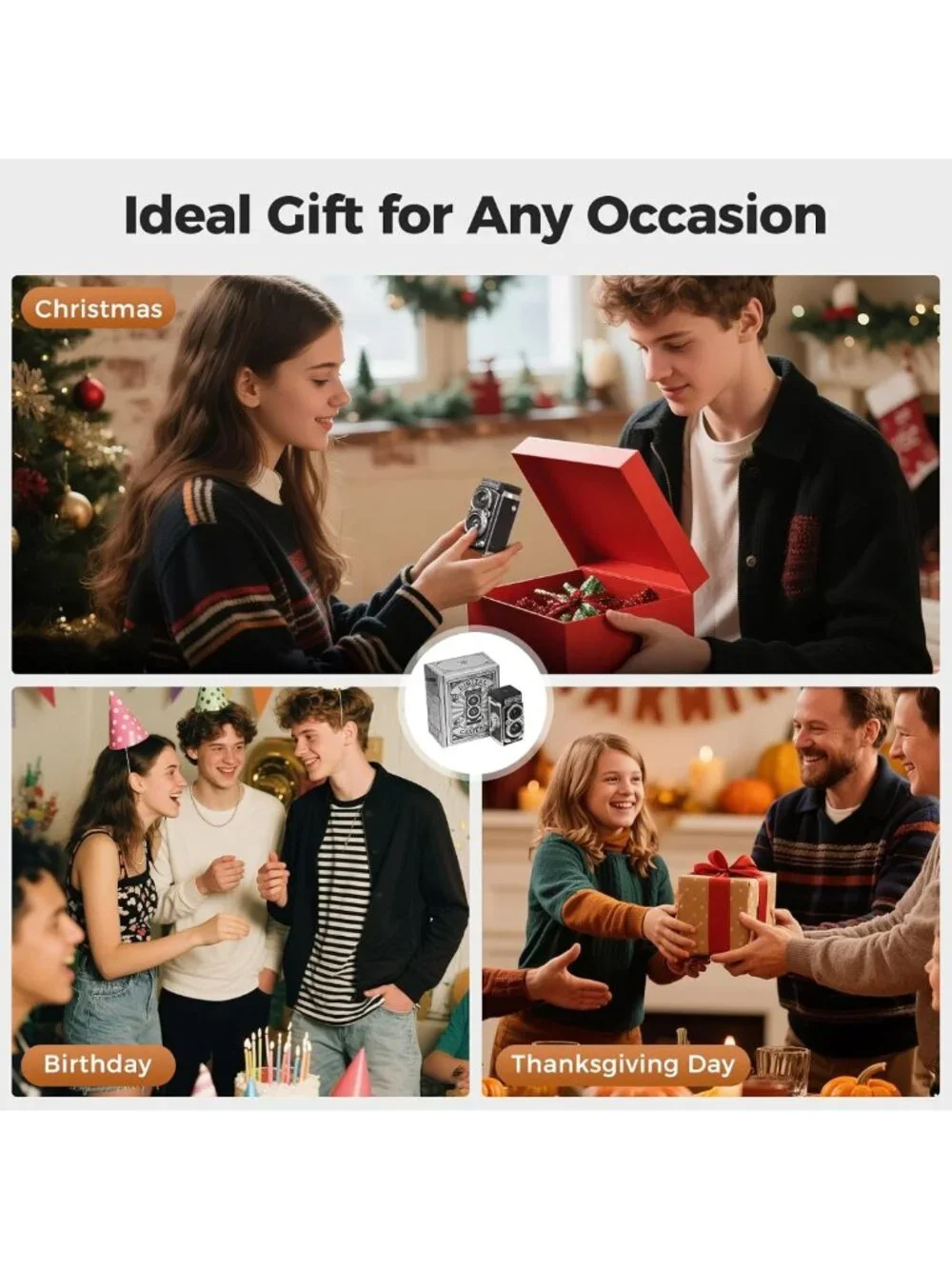 Retro Digital Camera with Time Stamp - 1080p FHD, 12MP, Mini Vlogging, Portable